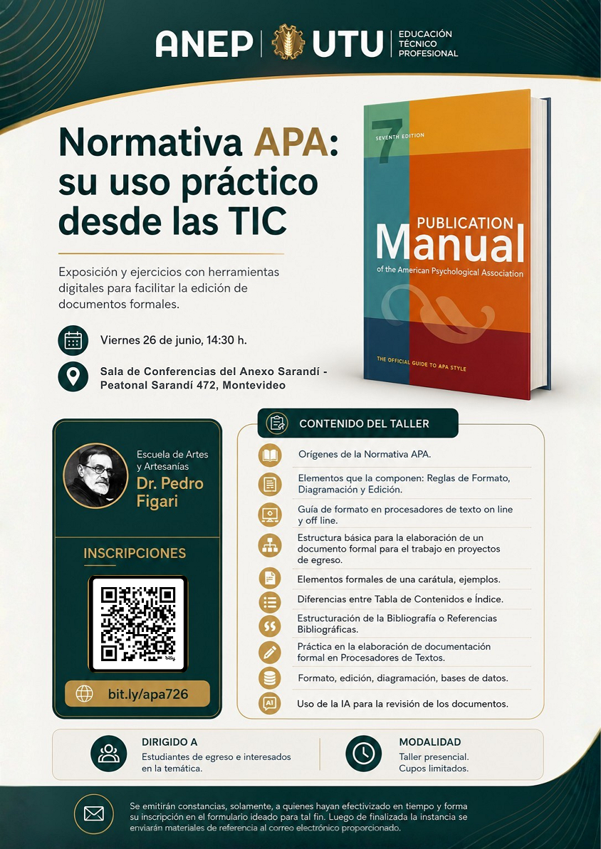En este momento estás viendo Taller presencial «Normativa APA: su uso práctico desde las TIC»