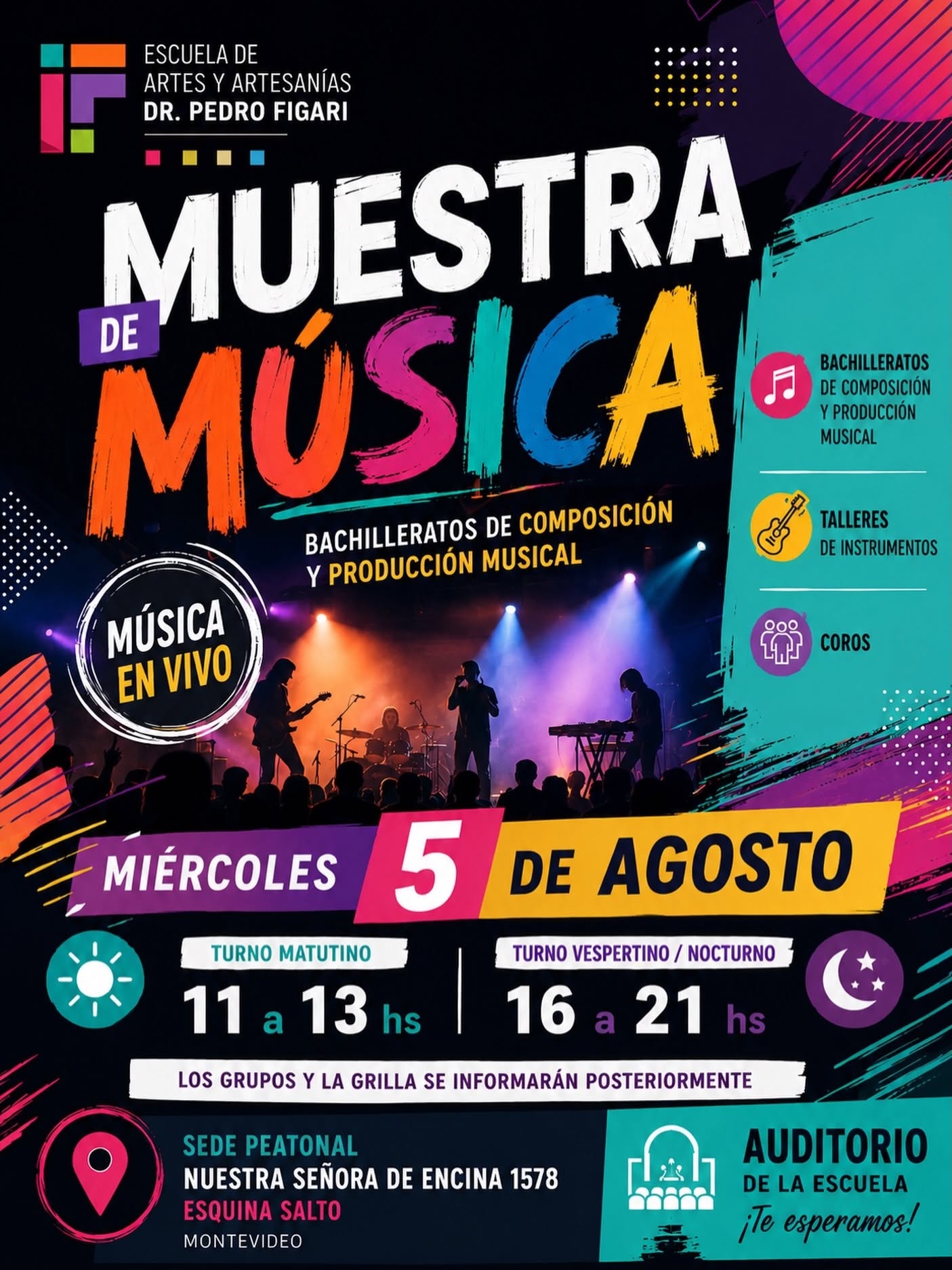 En este momento estás viendo  ¡La música toma el escenario en la Escuela de Artes y Artesanías Dr. Pedro Figari! 