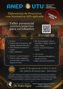 Afiche del taller Normas APA 7.ª edición para la elaboración de Proyectos de Egreso (Sede Encina)