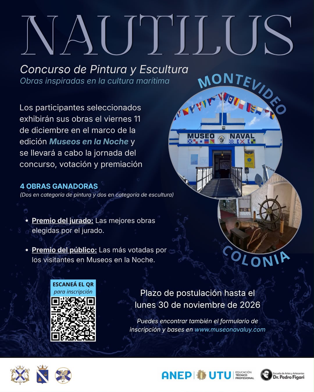 Convocatoria al Concurso de Pintura y Escultura 2026 «Nautilus» del Museo Naval del Uruguay
